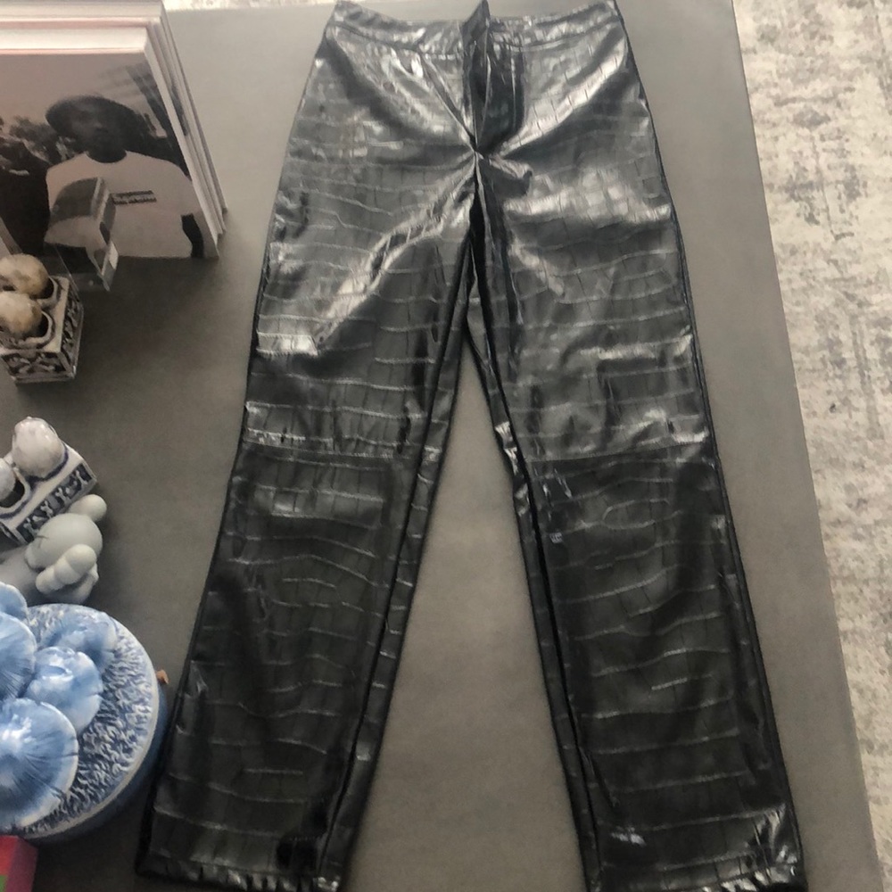 Black leather like pants. - Picture 2 of 5